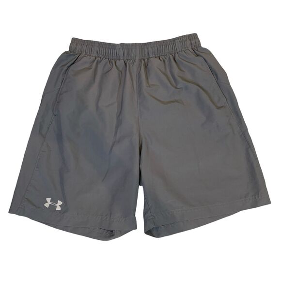 Under Armour Shorts Mens M Medium Grey Fitted Heatgear Drawstring Launch Running - Picture 1 of 13